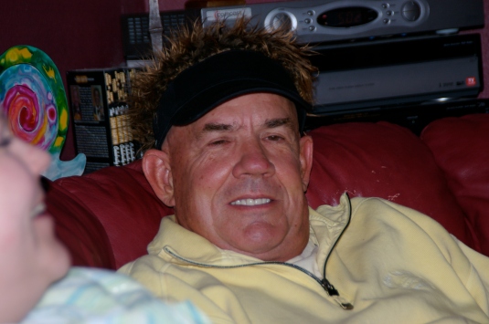 Don with his fake hair - hair attached to a hat