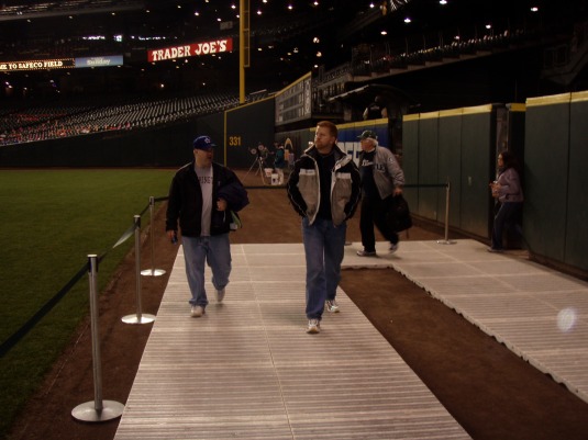 Keith and Willie heading onto the field