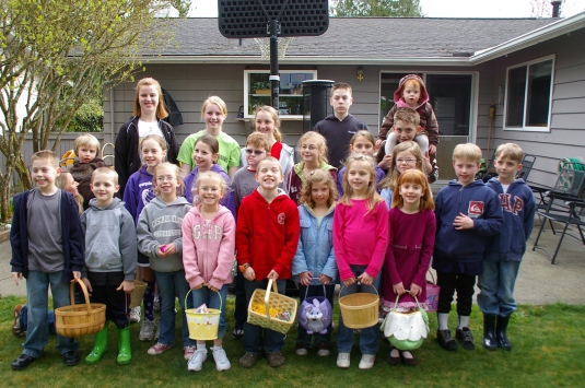 Our annual egg hunt at the Mansfields. These are the kids of the ladies in my Bible Study. Only a few are missing...