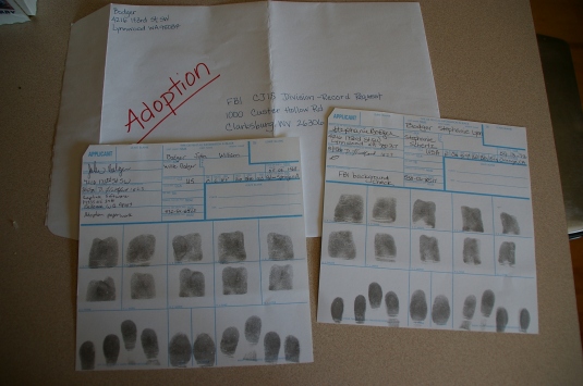Fingerprints for our FBI background checks